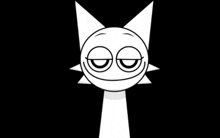 a black and white drawing of a cartoon cat with a smiling face and closed eyes .