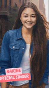 a picture of a woman with long hair and the name nadine