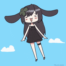 a drawing of a girl with bunny ears and a flower in her hair by @kirokumart
