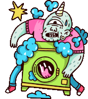 Ogre Having Trouble With Washing Machine Sticker