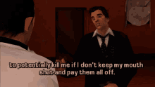 a man in a suit and tie talks to another man in a white shirt and tie