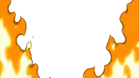 a white background with orange flames coming out of it