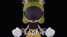 a frog with the name sophie written on it