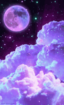 space stars cloud galaxy moon
