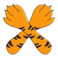 a pair of tiger 's paws crossed over each other on a white background