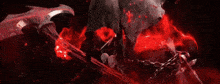 a close up of a red light coming out of a volcano .