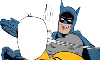 a cartoon of batman holding a white circle