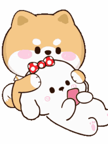 cute cartoon play cuddle pinch cheeks