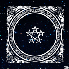 a picture of a circle with a pentacle in the center and pixiz at the bottom