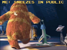 Sneezes In Public Monster In GIF - Sneezes In Public Monster In Panic GIFs