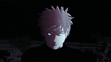 a man with blue eyes is standing in front of a comic book page