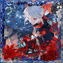 a picture of a anime character with the words good night written on the bottom