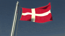 a red white and blue flag with a cross on it
