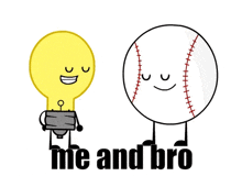 a cartoon drawing of a light bulb with the words me and bro written below it