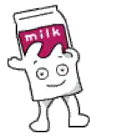 a cartoon of a milk carton with a face on it