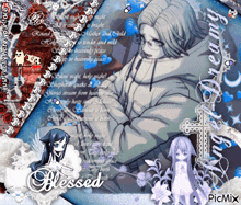 a picture of a girl with the words blessed written on it