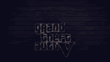 the grand theft auto v logo is lit up on a dark background
