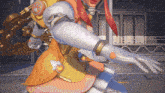 a video game character with a key on her back
