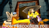 a cartoon character says " i don t recognize you "