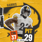 a picture of a football player with the name harris on the top
