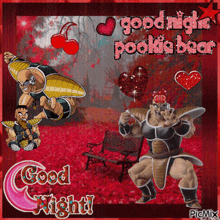 a good night pookie bear greeting card with a couple of cartoon characters