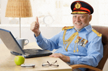 a man in a military uniform giving a thumbs up