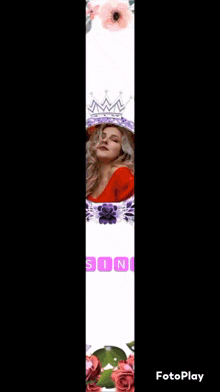 a picture of a woman in a purple frame with the name sinem on it