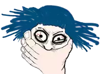 a drawing of a person covering their mouth with a hand