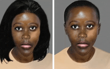a drawing of a woman 's face and a drawing of a woman 's face with short hair