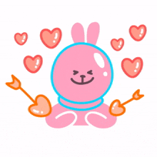 pink rabbit loved heart content