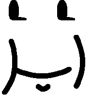 a black and white drawing of a smiley face with a slight smile on it .