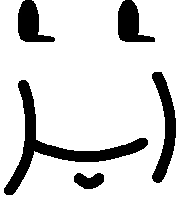 a black and white drawing of a smiley face with a slight smile on it .
