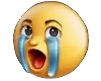 a crying smiley face with tears coming out of its eyes .