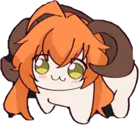 a cartoon drawing of a ram with orange hair
