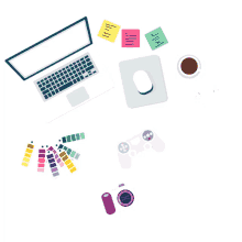 design designer desk laptop tea coffee