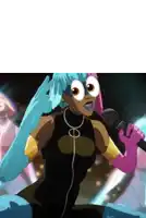 a woman with big eyes is singing into a microphone .