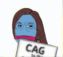 a cartoon of a woman holding a sign that says " cag to the moon "