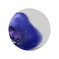 a purple apple in a circle on a white background .