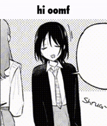 a black and white image of a girl in a suit and tie .