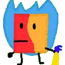 a cartoon character with arms and legs is holding a spray bottle and a book .