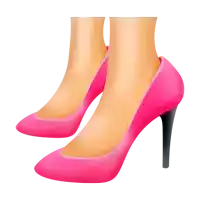 a pair of women 's feet wearing pink high heels