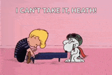 a cartoon of a boy playing a piano next to a cartoon of snoopy .