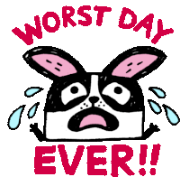 Crying Dog Saying Worst Day Ever Sticker - Pudding Funny Animals The Cry Baby Stickers