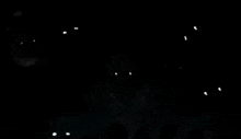 a group of people are standing in the dark watching a show .