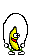 a cartoon banana is jumping a jump rope .