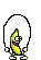a cartoon banana is jumping a jump rope .