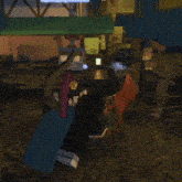 a video game character holding a sword and shield
