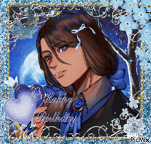 a picture of a man holding a heart with the words happy birthdays on it
