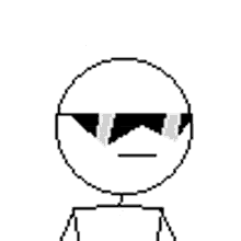 a pixel art drawing of a person wearing sunglasses and smiling .