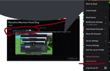 a screenshot of a computer screen that says mutation machine visual bug on it